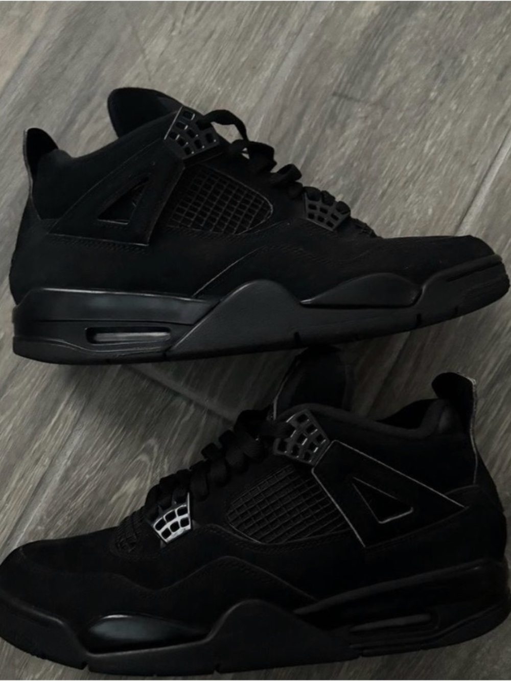 Jordan Black Retro 4 Leather & Nubuck Sneakers